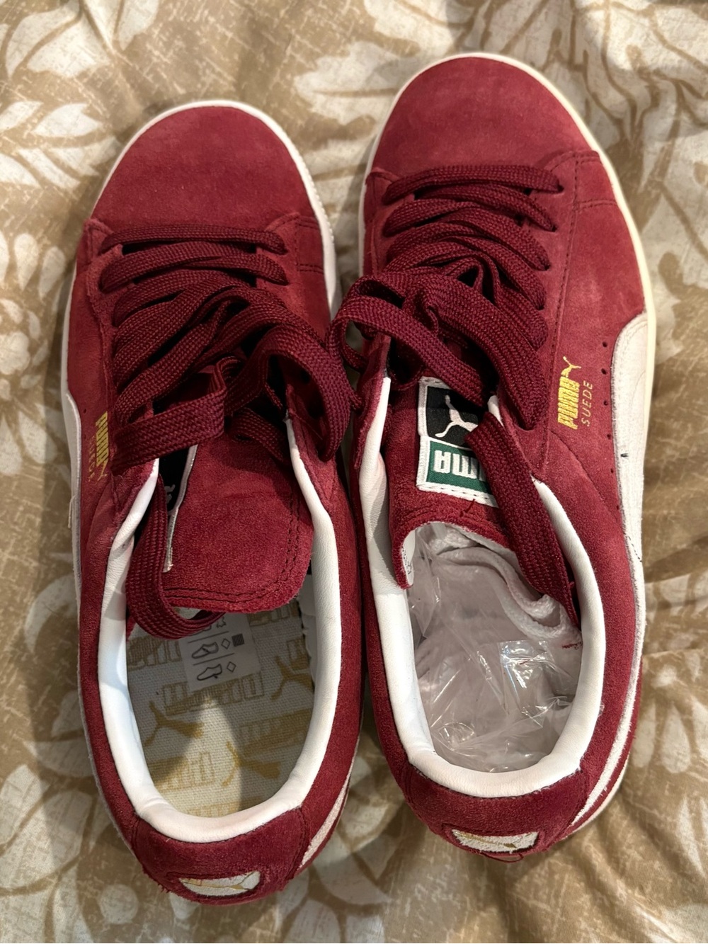 Puma Men's Suede Sneakers in Deep Red and White